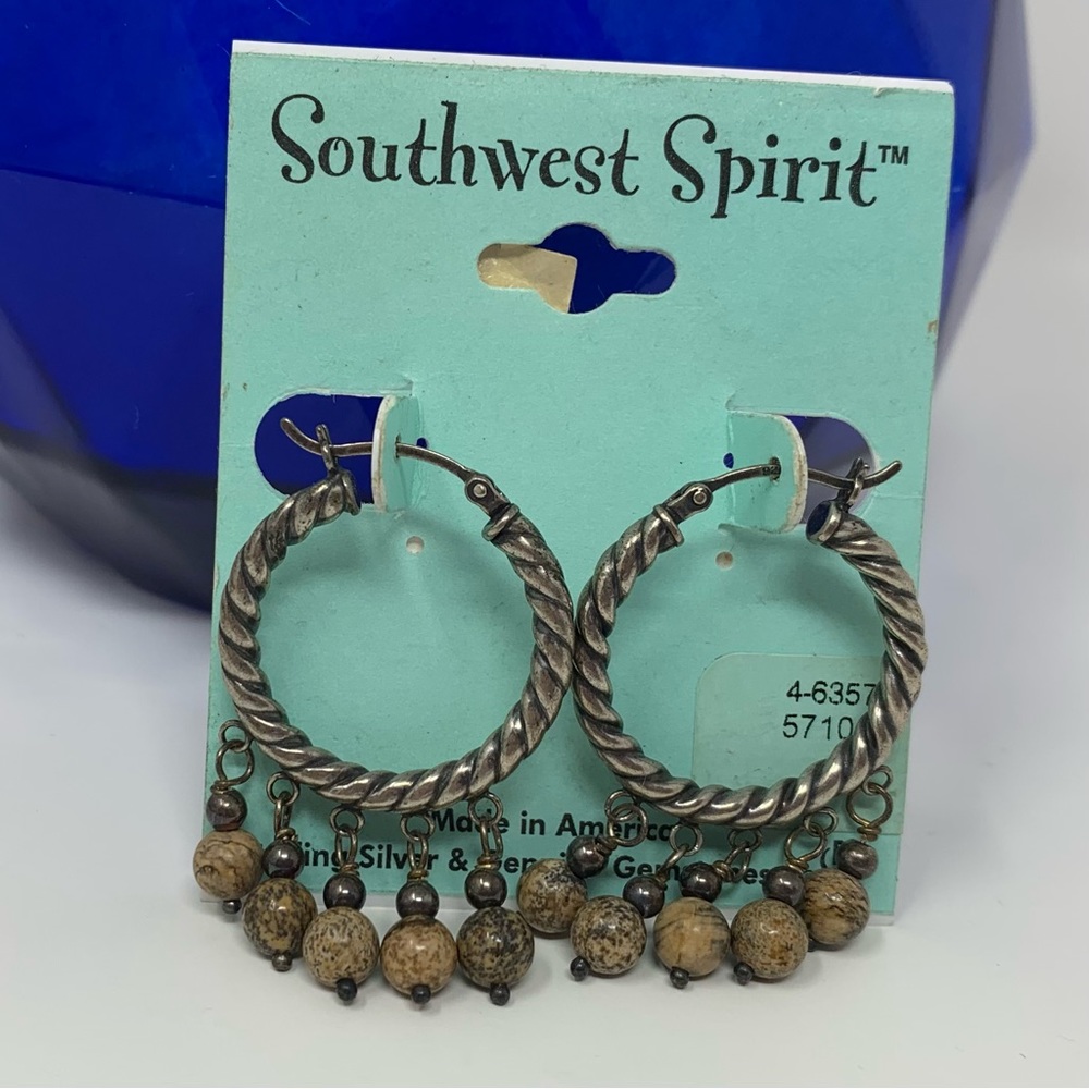 RARE Sterling Silver Earrings with Genuine Gemstone Accents